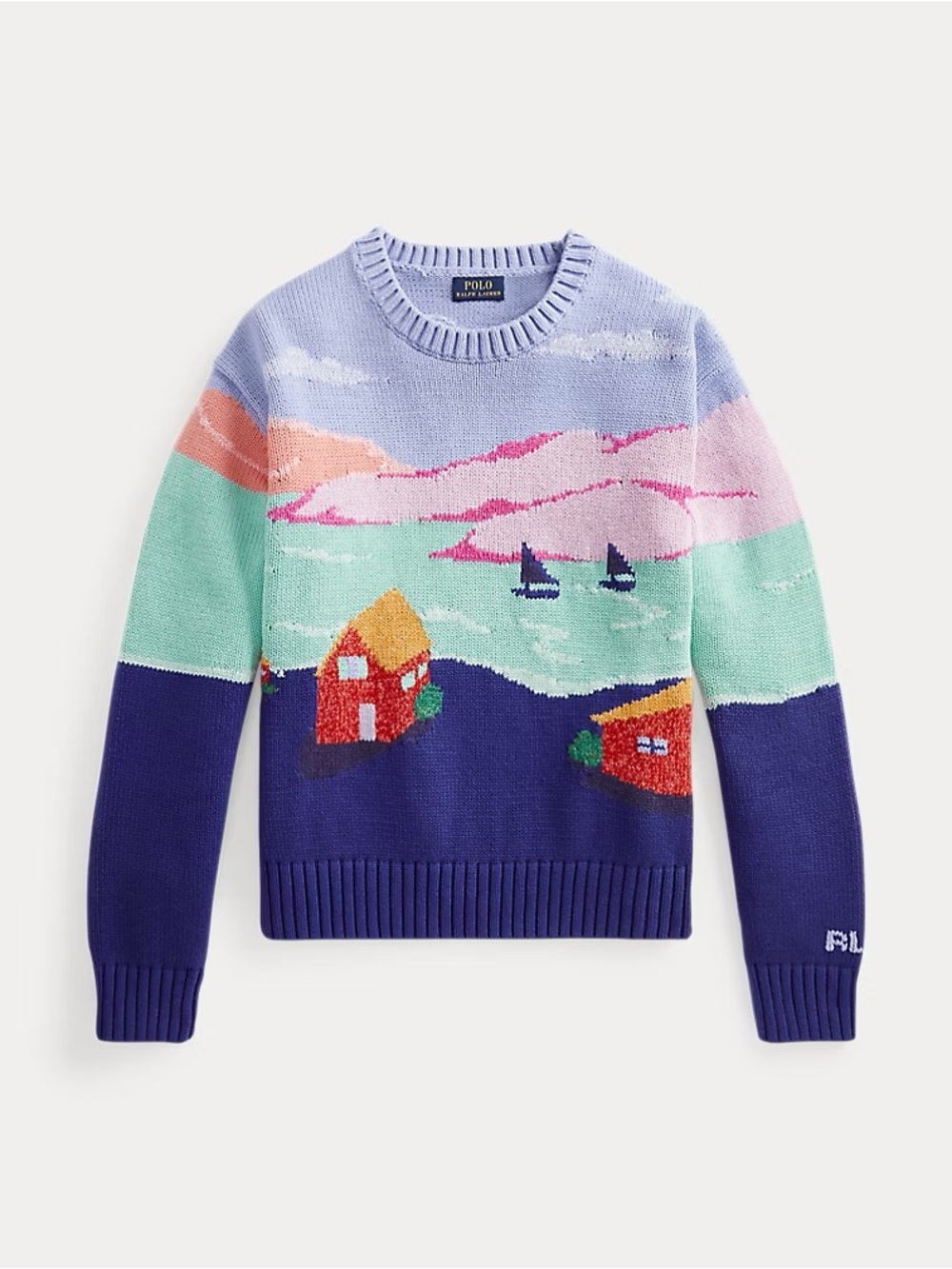 Polo Ralph Lauren Knit-Intarsia Motif Sweater - Scenic Graphic Crewneck Pastel